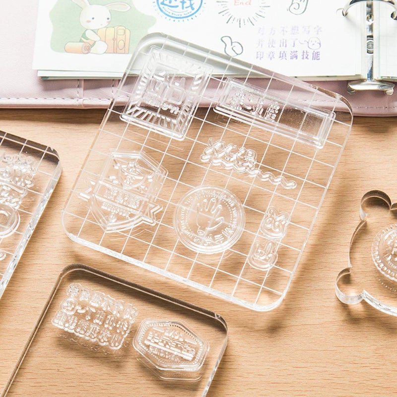 Lind Kitchen 10x10x1cm Square Stamp Block with Grid,Acrylic Clear Stamping Pad Tools for DIY Scrapbooking Crafts Making Decorative - Image 3